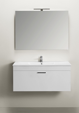 Tvättställsskåp Go 1 Låda Med Tvättställ Och Spegel Vit 1000