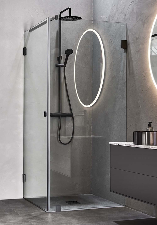 DUSCHHÖRN INFINITY COMBI DÖRR/VÄGG 90X100 SVART