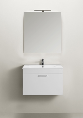 Tvättställsskåp Go 1 Låda Med Tvättställ Och Spegel Vit 600