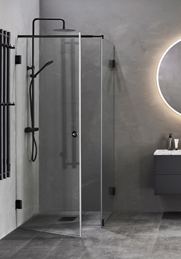 DUSCHHÖRN INFINITY COMBI DÖRR/VÄGG 80X90 SVART