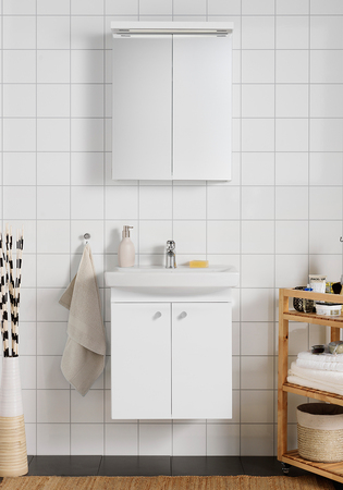 Life 600 Komplett Med Spegelskåp Vit M Luckor