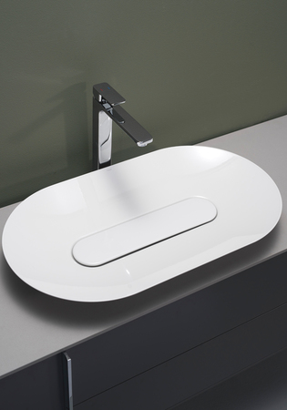 Edge Oval Handfat Glaserat Stål