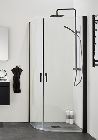 Duschhörn Igloo Pro Round 90X90 Klarglas Svart