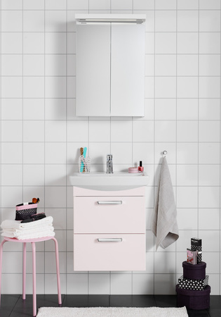 Badrumsskåp Hafa Life M Spegelskåp O Lådfront 500 Mm Ljusrosa Matt