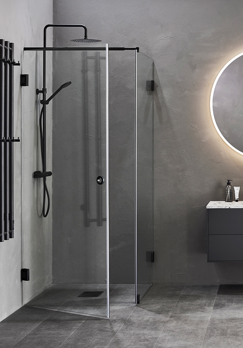 DUSCHHÖRN INFINITY COMBI DÖRR/VÄGG 90X90 SVART