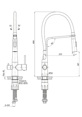 Köksblandare Verge Krom  Med Diskmaskinsavstängning