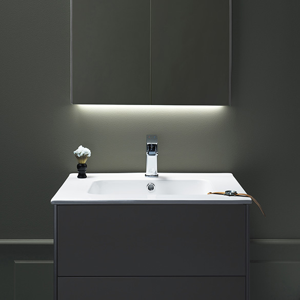 Badrumsmöbel Hafa Edge antracit med tvättställ i porslin.