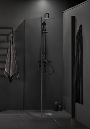 Duschhörn Igloo Pro Round 90X90 Klarglas Svart