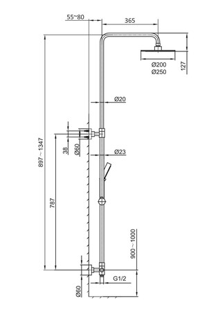 Duschset Grace Ø200mm Krom